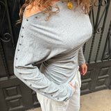 Nova Bluse med Nitter - Grå - ByStenholt.dk