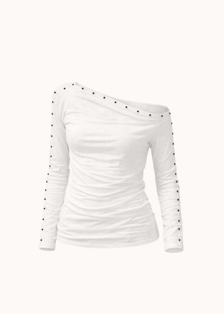 Nova Bluse med Nitter - Hvid - ByStenholt.dk