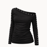 Nova Bluse med Nitter - Sort - ByStenholt.dk