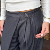 Nula Bukser med Crossover og Spænde - Mørkegrå - ByStenholt.dk