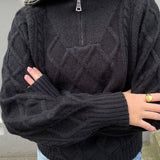 Ofelia Half Zip Knit - Black