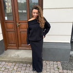 Off Shoulder Strik Sæt - Sort - ByStenholt.dk