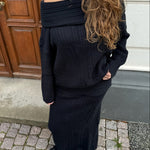 Off Shoulder Strik Sæt - Sort - ByStenholt.dk