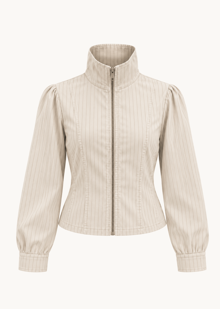 Paula Jakke - Stribet Beige - ByStenholt.dk
