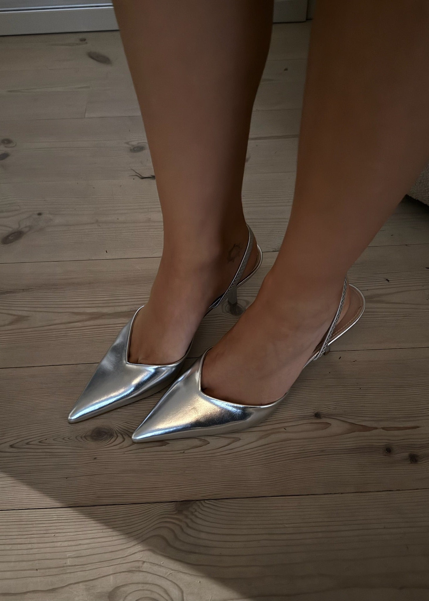 Plain Slingback Pumps - Sølv - ByStenholt.dk