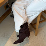 Pleated Ruskind Ankelstøvler - Brun - ByStenholt.dk