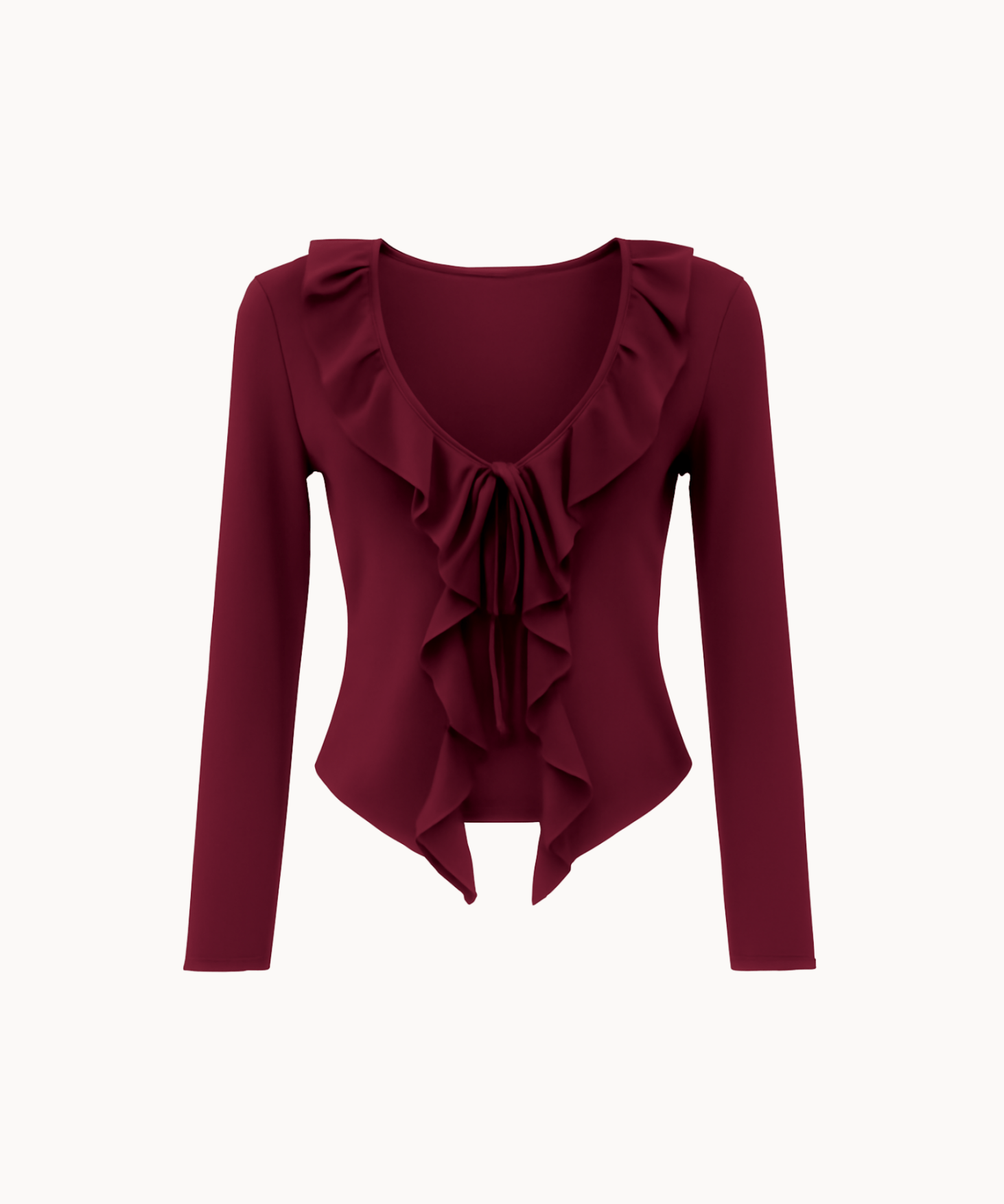 Ruffle Tie Bluse - Bordeaux - ByStenholt.dk