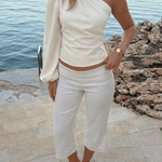 Satin One Shoulder Bluse - Creme - ByStenholt.dk