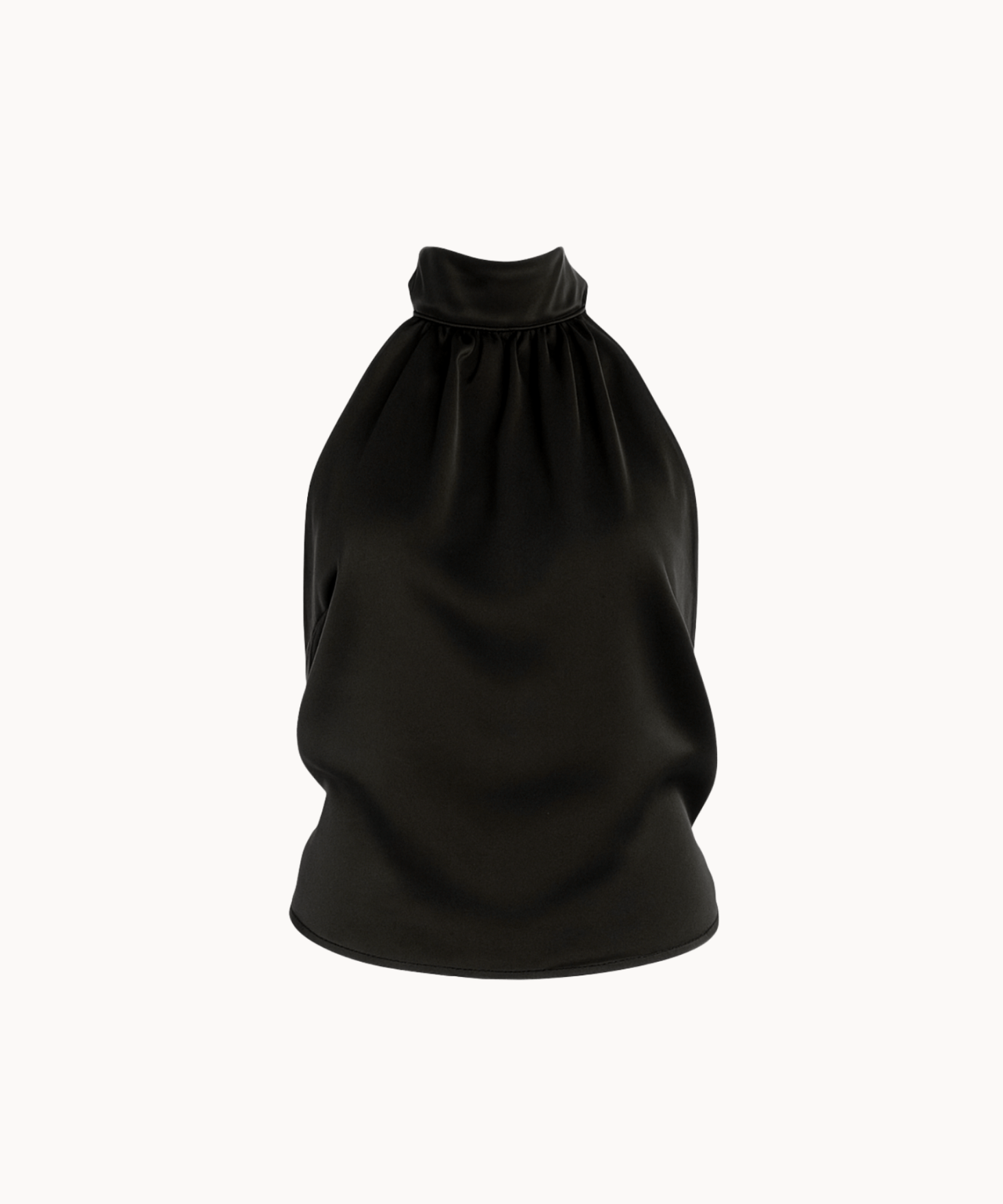 Satin Top med Åben Ryg - Sort - ByStenholt.dk