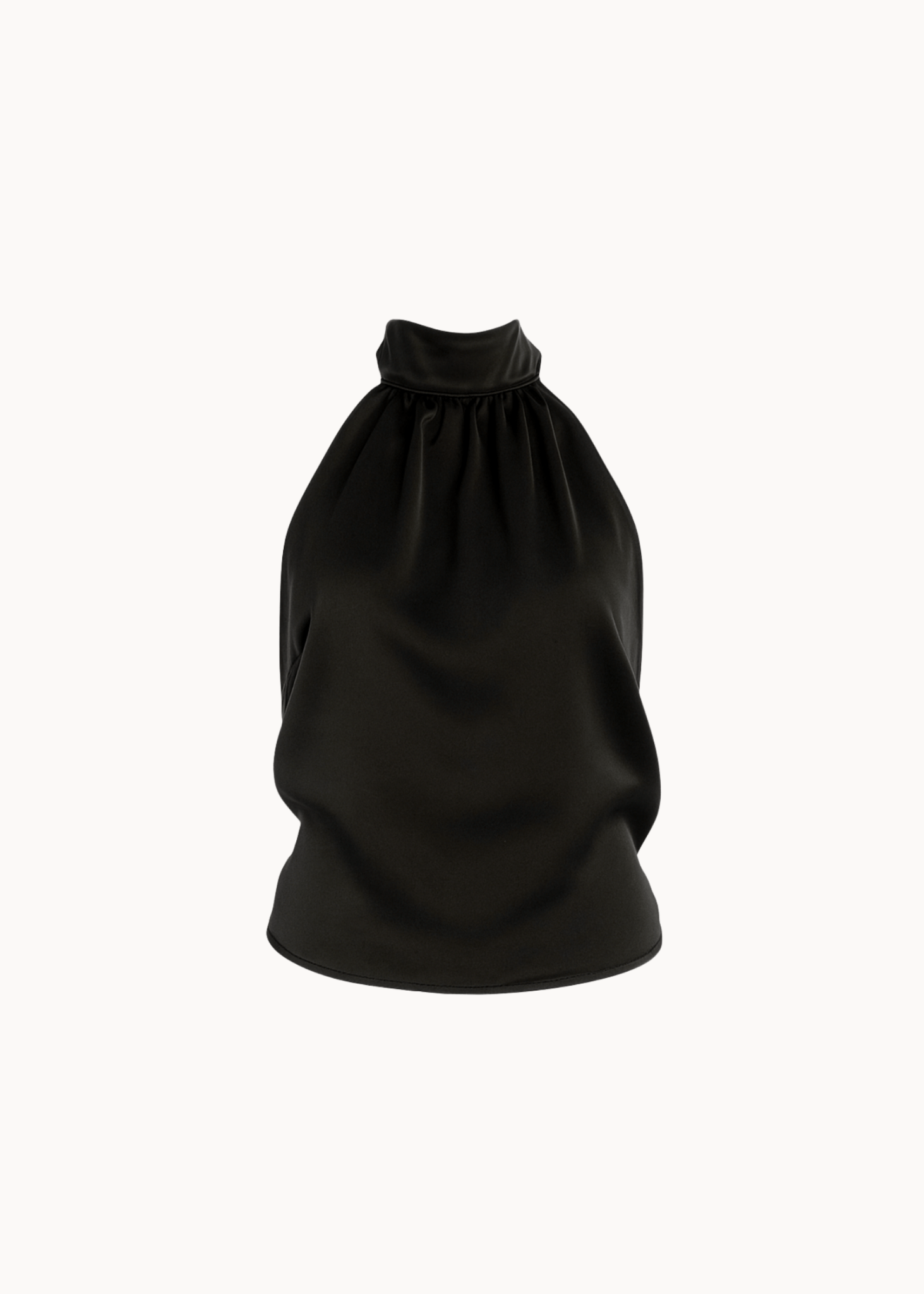 Satin Top med Åben Ryg - Sort - ByStenholt.dk