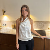 Satin Top med Guldring - Creme - ByStenholt.dk