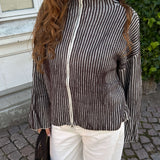 Sigrid Zip Cardigan - Mørkebrun - ByStenholt.dk