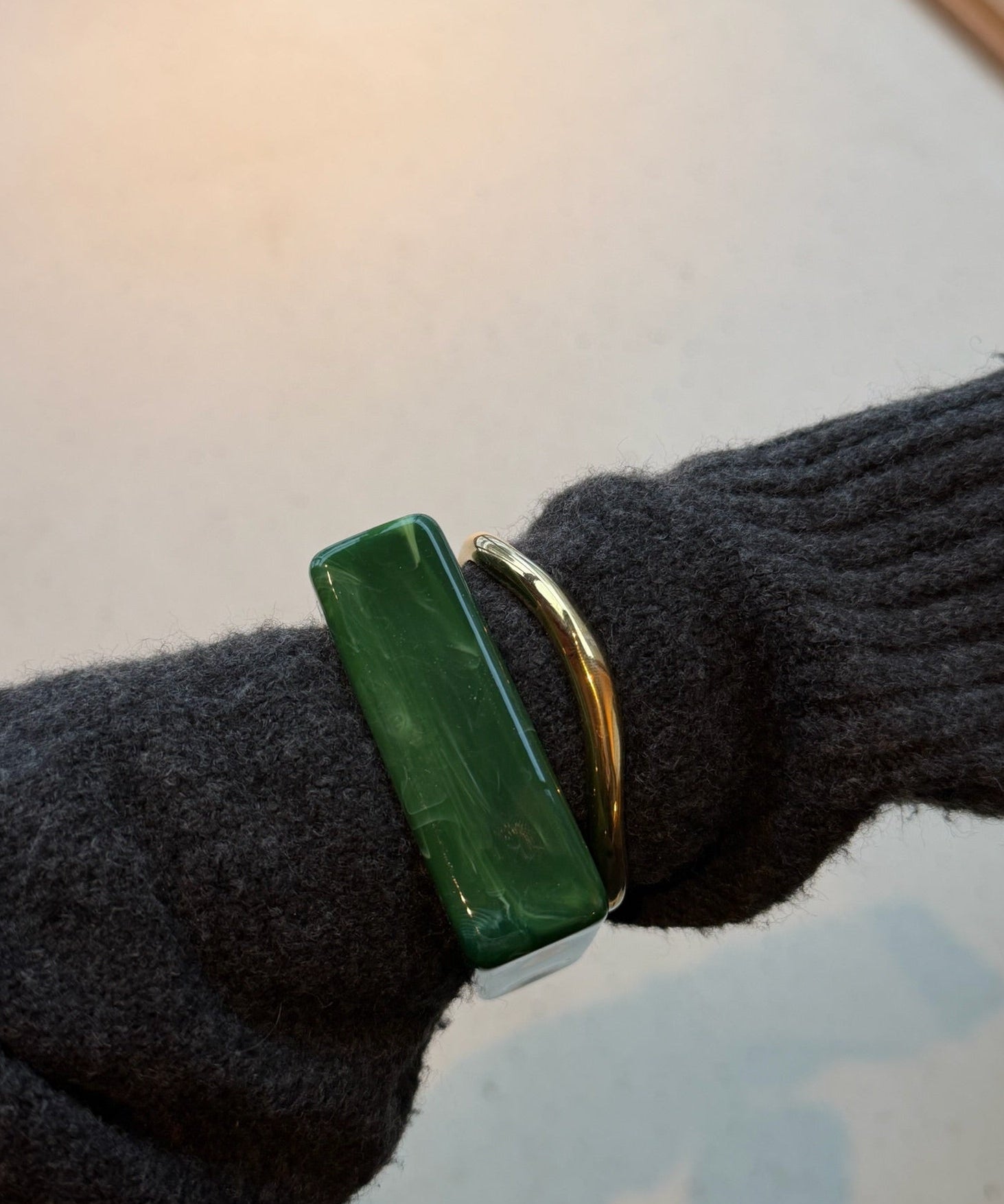 Square Chunky Bangle - Grøn - ByStenholt.dk