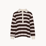 Stribet Langærmet Polo - Mørkebrun - ByStenholt.dk