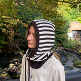 Strikket Balaclava - Stribet Mørkebrun - ByStenholt.dk