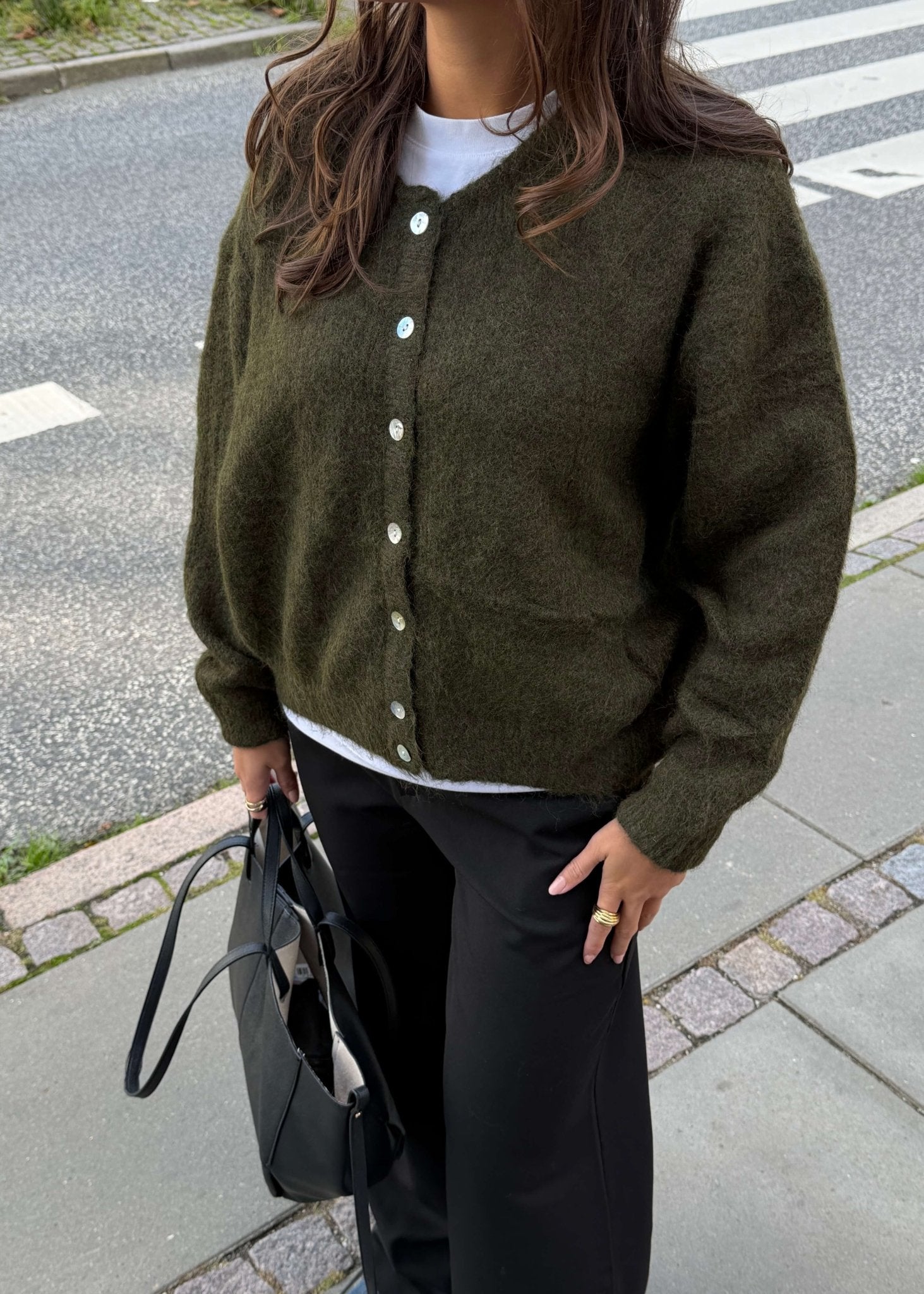 Strikket Cardigan - Mørkegrøn - ByStenholt.dk