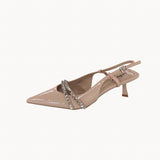 Studded Slingback Pumps - Beige - ByStenholt.dk