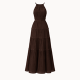 Valeria Mesh Maxi Dress - Dark Brown