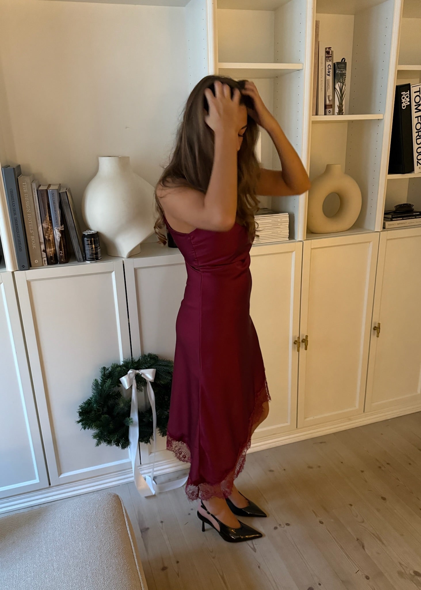 bordeaux satin dress Bordeaux Satin Mini Dress self-portrait-US