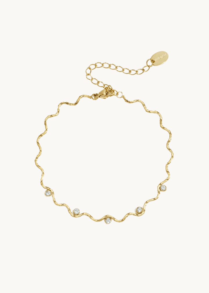 Wavy Stone Armbånd - Guldbelagt/hvid - ByStenholt.dk