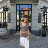 Zenia Top + Aia Nederdel Sæt - Taupe/Creme - ByStenholt.dk