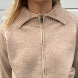 Zip Strik Cardigan - Camel