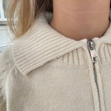 Zip Strik Cardigan - Creme