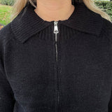 Zip Knit Cardigan - Black