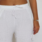 Cargo Linen Pants - White